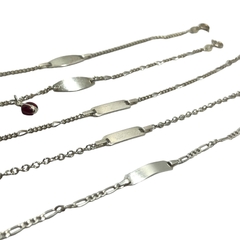 CRI 525-1-2-3-4 y CRI-518 Pulseras Identificatorias (16mm) Plata 925
