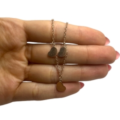 3.9 gr Conjunto Cadena + Dije Corazones Rose Plata Italiana en internet