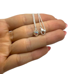 4250-1 Conjunto Corazon Tornasolado y Cadena Acero Blanco - comprar online