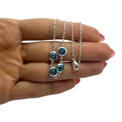4248 Conjunto Ojos Turco y Cadena Acero Blanco en internet