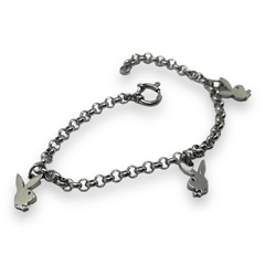 S/C Pulsera con Dijes Conejos Acero Quirúrgico