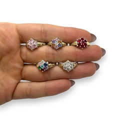 NARA 18 Anillos Piedras - Variedad de Colores Plata y Oro