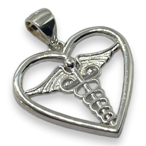 2 gr Dije "Corazon Con Alas" (20 mm) - Últimas Unidades Plata Italiana