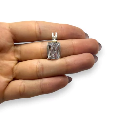 4.3 gr Dije Piedra Cuadrada Blanca Plata Italiana