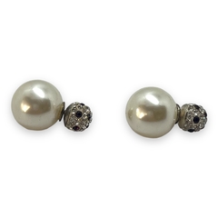 AR DIOR S/C Aros Estilo Dior Cubics Blancos y Morados con Perla Plata 925 - comprar online
