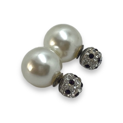 AR DIOR S/C Aros Estilo Dior Cubics Blancos y Morados con Perla Plata 925