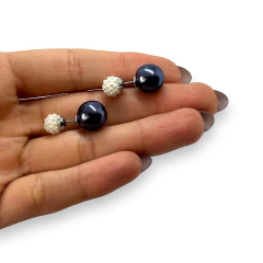 3336 Aros Estilo Dior Microperla Petroleo (8x12 mm) Acero Quirúrgico - comprar online