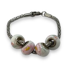 TINI-18 Pulsera Premium 4 Donas Blanca con Rosas Acero Quirúrgico - comprar online