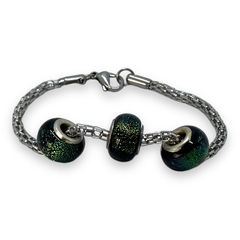 TINI-7 Pulsera 3 Donas Verdes Acero Quirúrgico