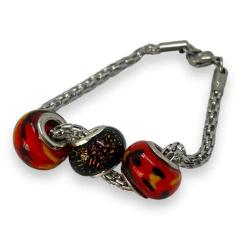 TINI-3 Pulsera 3 Donas Rojas Acero Quirúrgico