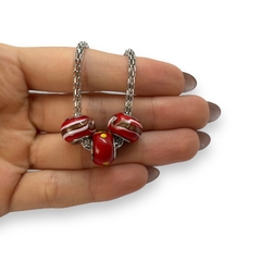 TINI-2 Pulsera 3 Donas Rojas Acero Quirúrgico