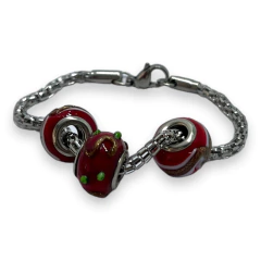 TINI-53 Pulsera 3 Donas Rojas Acero Quirúrgico - comprar online