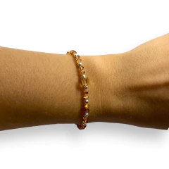 SWA 31 Pulsera Premium Piedras Ambar con Cubic Cuadrado Plata Italiana - comprar online