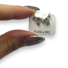 ART 24 Aros Pasantes Moño Plata y Oro - comprar online