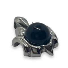 5527 Dije de Diseño Piedra Negra Acero Quirúrgico - comprar online