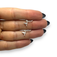 ART 2 Aros Argollas con Dije Colibri Plata 925