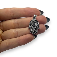 5707 Dije Mano de Fatima Calada Negro Acero Quirúrgico en internet
