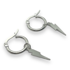 3540 Aros Argollas con Dije Rayo Acero Blanco - comprar online
