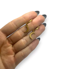 3530-4 Aros Argollas con Dije Lunas Acero Quirúrgico Dorado - comprar online