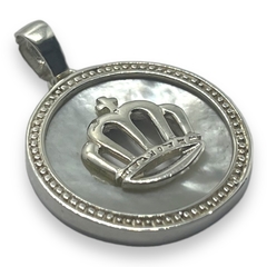 CRI-146 Dije Corona con Nacar / Ultimas Unidades (27mm) Plata 925