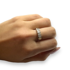 NARA-29 Anillo Piedras Blancas Plata y Oro - comprar online