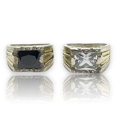 NARA-31 Anillo Masculino Piedra - Variedad de Colores Plata y Oro