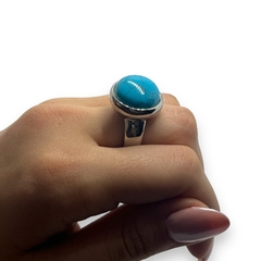 0402 Anillo Premium Piedra Celeste Acero Quirúrgico en internet