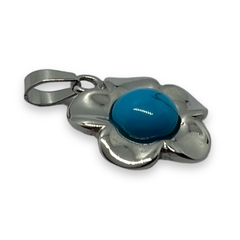 5712 Dije Flor con Piedra Celeste (18 mm) Acero Quirúrgico - comprar online