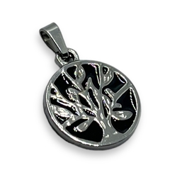5718-6 Dije Arbol de la Vida - Esmaltado Negro (16 mm) Acero Quirúrgico - comprar online