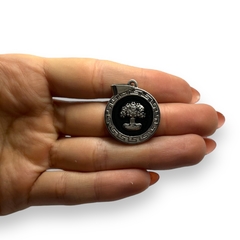 5720-4 Dije Arbol de la Vida - Esmaltado Negro (25mm) Acero Quirúrgico - comprar online