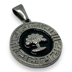 5720-6 Dije Arbol de la Vida - Esmaltado Negro (25mm) Acero Quirúrgico - comprar online