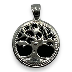 5732 Dije Arbol de la Vida - Esmaltado Negro (25mm) Acero Quirúrgico