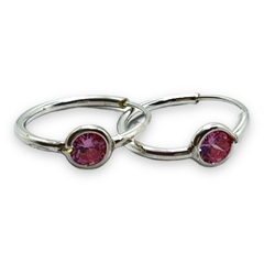 SE-10 Aros Argollas con Cubic Redondo - Variedad de Colores (17 mm) Plata 925 en internet