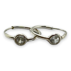 SE-10 Aros Argollas con Cubic Redondo - Variedad de Colores (17 mm) Plata 925 - tienda online