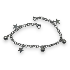 8827-5 Pulsera con Dijes Estrellas Acero Quirúrgico