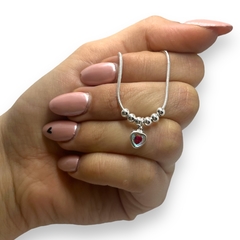 8829-1 Pulsera con Dije Corazon Blanco Acero Blanco