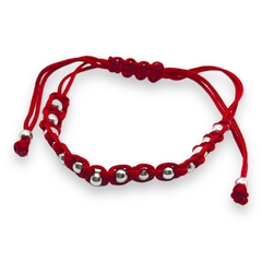 8837 Pulsera Hilo Rojo y Bolitas Acero Blanco - comprar online