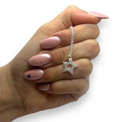 4255-2 Conjunto Dije+Cadena Estrella Acero Blanco