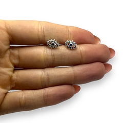 3584 Aros Ojitos Piedras Multicolor Acero Blanco - comprar online