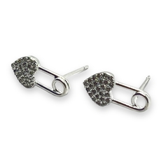 3581 Aros Pasantes Corazon Cubics Acero Blanco - comprar online