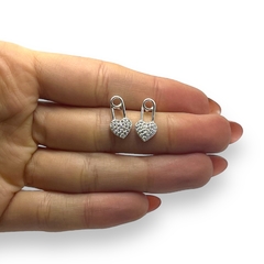 3581 Aros Pasantes Corazon Cubics Acero Blanco en internet