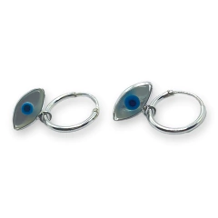 1.1 gr Aros Argolla con Ojo Turco Plata Italiana