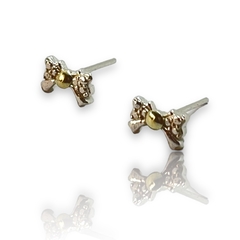 ART 24 Aros Pasantes Moño-2 Plata y Oro - comprar online
