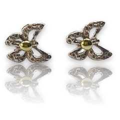 ART 24 Aros Pasantes Mariposa-6 Plata y Oro