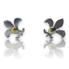 ART 24 Aros Pasante Flor de Liz Plata y Oro - comprar online