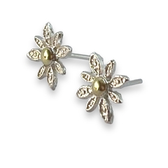 ART 24 Aros Pasantes Flor -9 Plata y Oro - comprar online