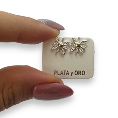 ART 24 Aros Pasantes Flor -9 Plata y Oro en internet