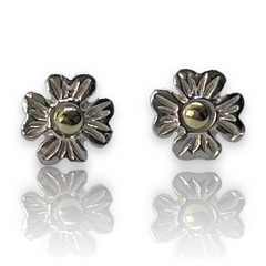 ART 24 Aros Pasantes Flor -11 Plata y Oro