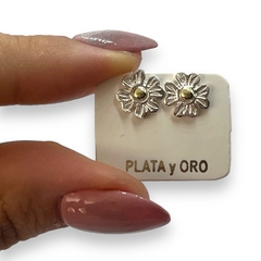 ART 24 Aros Pasantes Flor -11 Plata y Oro en internet