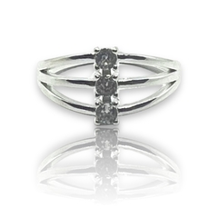 0408 Anillo Premium 3 Piedras Acero Blanco - comprar online